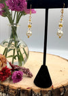 Pearly Golden Crystal Earrings